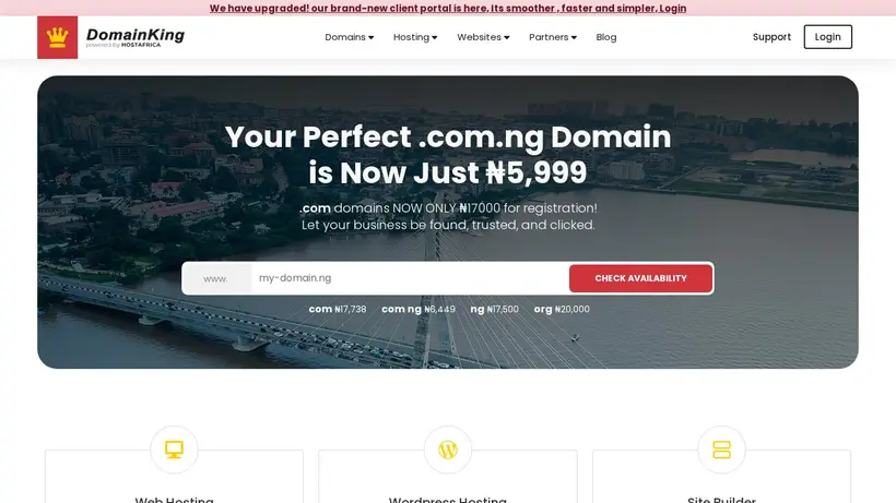 DomainKing homepage screenshot