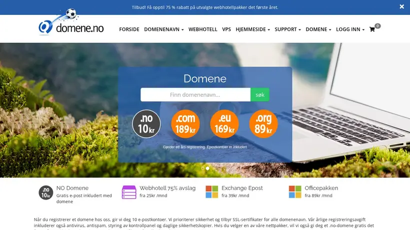 Domene homepage screenshot