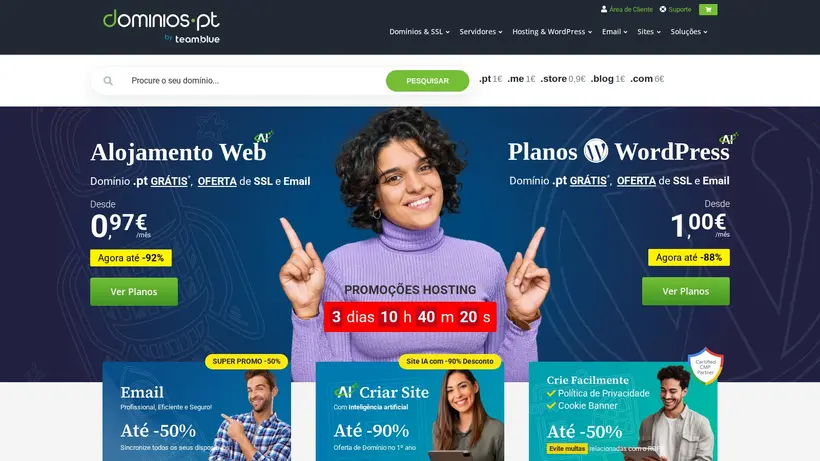 Dominios.pt homepage screenshot