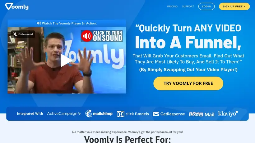 Voomly homepage screenshot