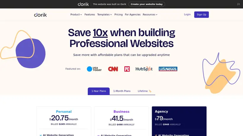 Dorik homepage screenshot