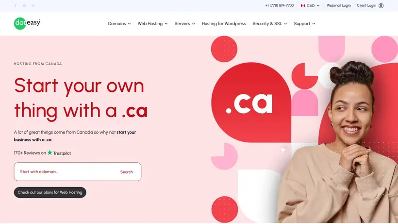 DotEasy homepage screenshot