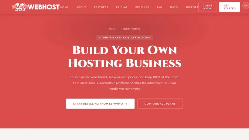 DragonWebHost homepage screenshot