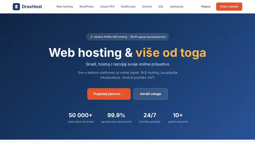 DraxHost homepage screenshot