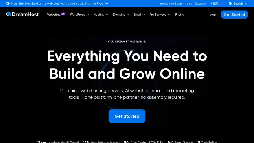 DreamHost homepage screenshot
