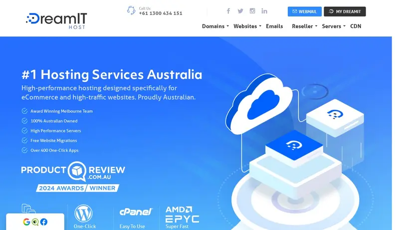 DreamITHost homepage screenshot