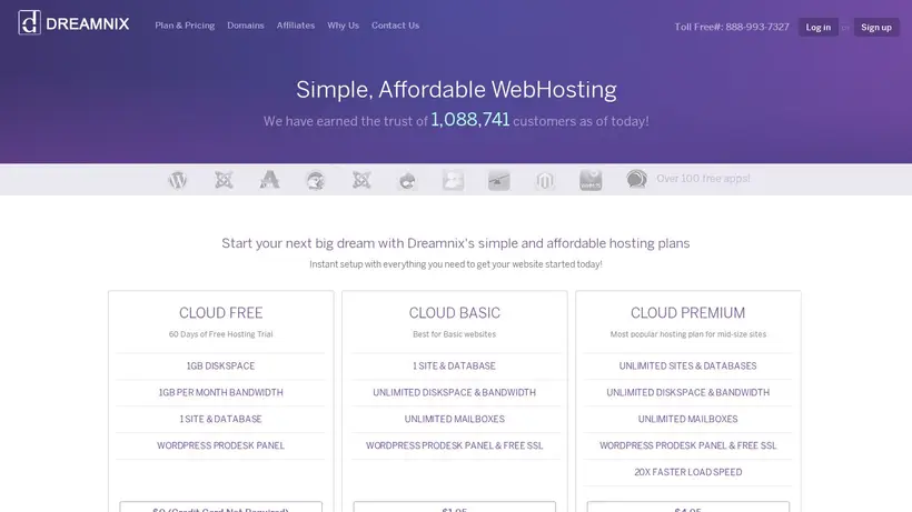 Dreamnix homepage screenshot