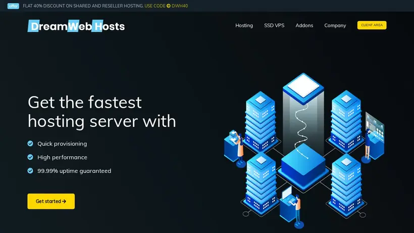 DreamWebhosts homepage screenshot
