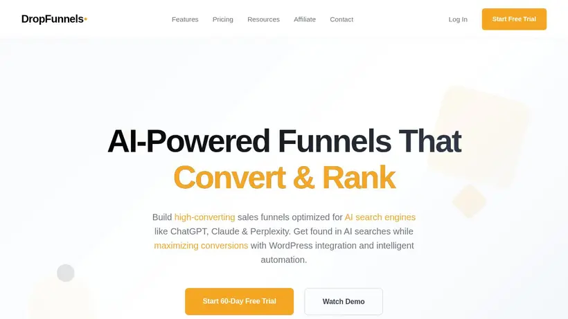 DropFunnels homepage screenshot