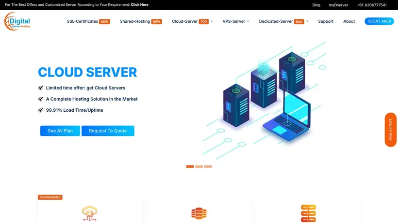 Dserver Hosting homepage screenshot