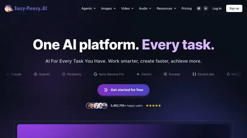 Easy-Peasy homepage screenshot