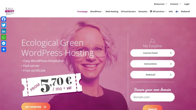 EasyLineHost homepage screenshot