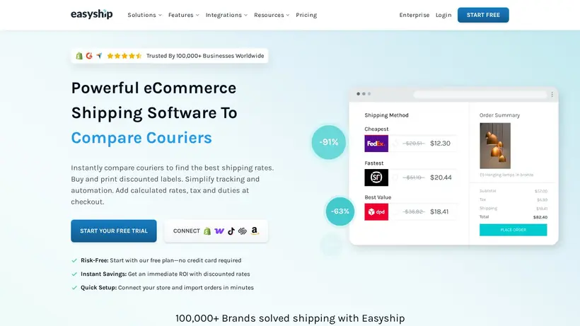 Easyship homepage screenshot