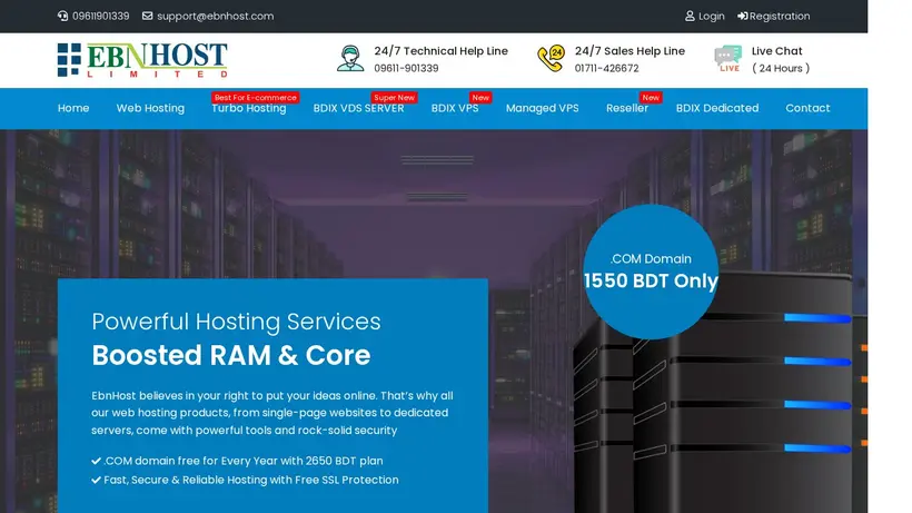 EbnHost homepage screenshot