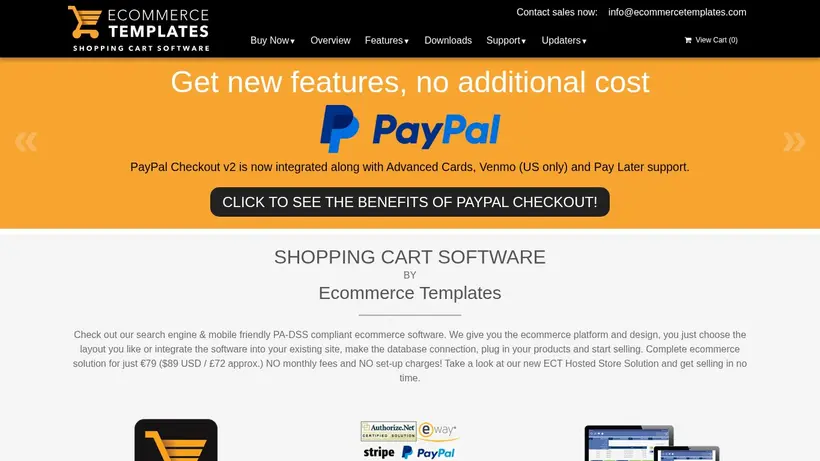 Ecommerce Templates homepage screenshot