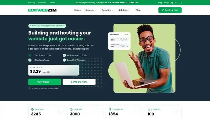 Ecowebzim homepage screenshot