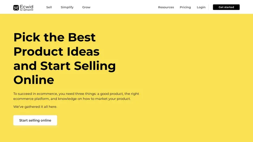 Ecwid homepage screenshot