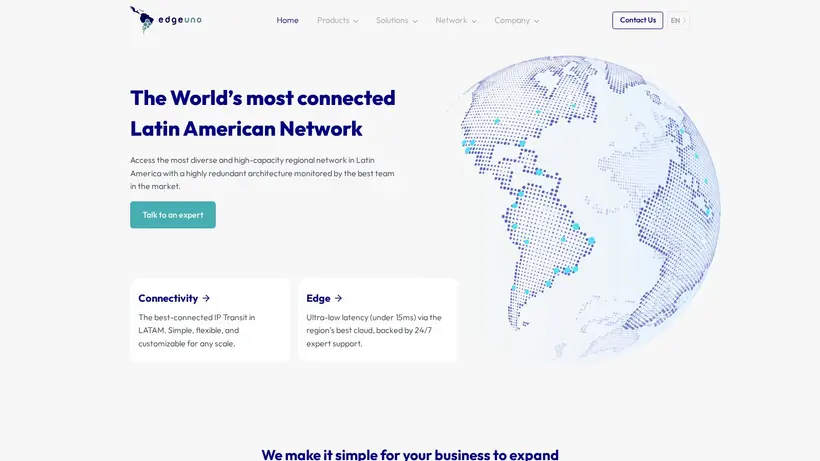 Edge Uno homepage screenshot