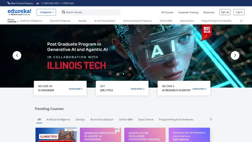 Edureka homepage screenshot