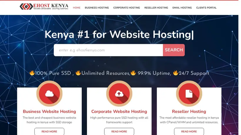 EhostKenya homepage screenshot