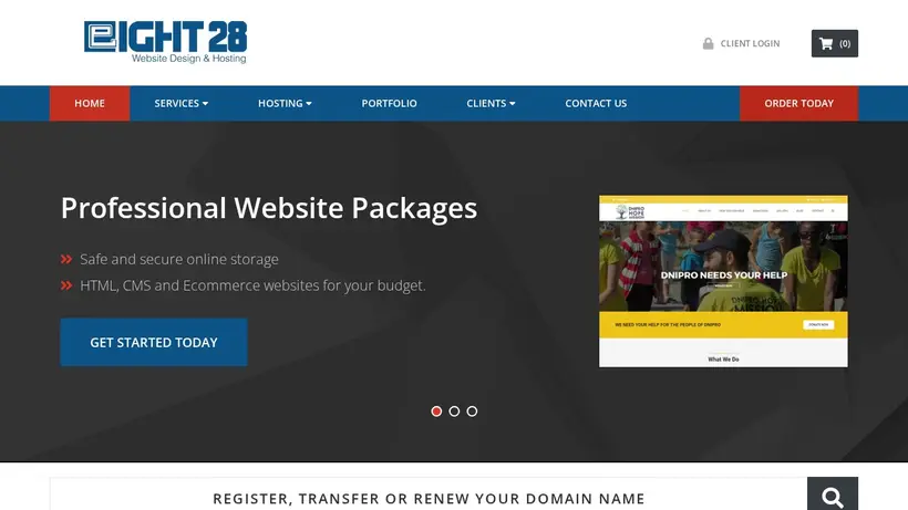 Eight28 homepage screenshot