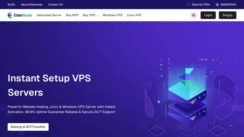 ElderNode homepage screenshot