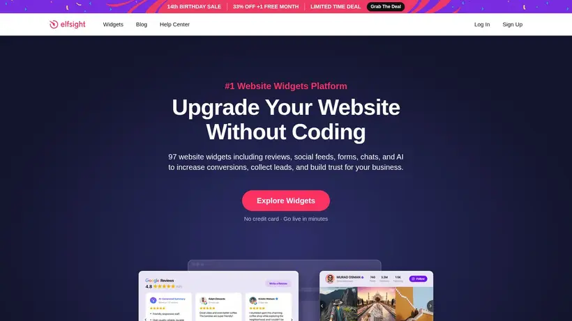 Elfsight homepage screenshot