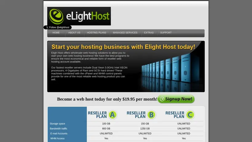 ElightHost homepage screenshot