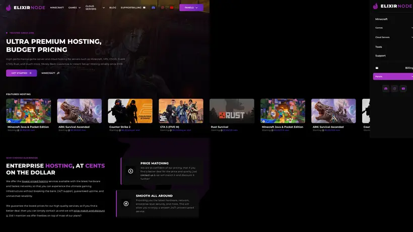 ElixirNode homepage screenshot