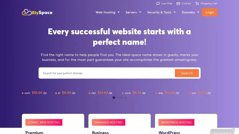 Ely Space homepage screenshot