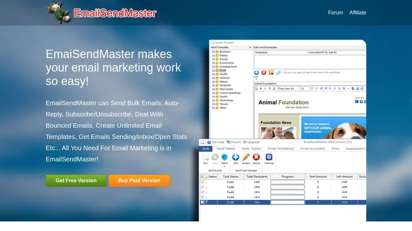 Email Send Master homepage screenshot
