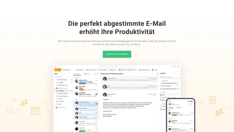 eMClient homepage screenshot