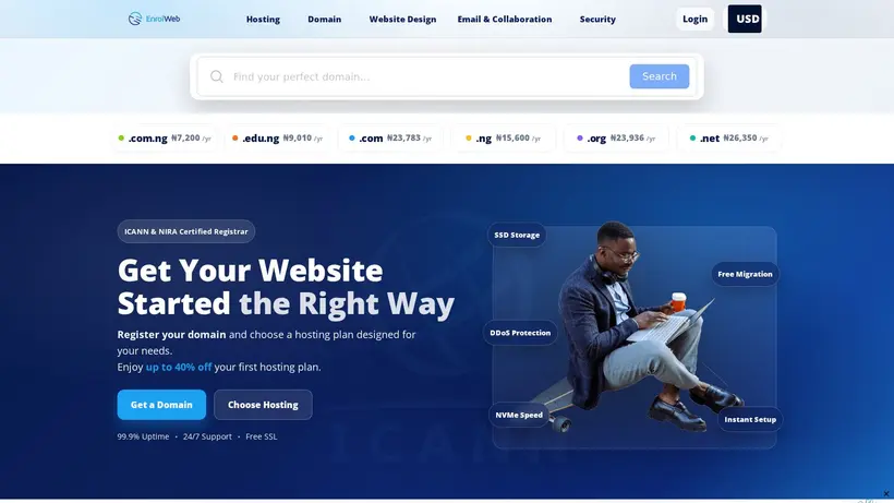 EnrolWeb homepage screenshot
