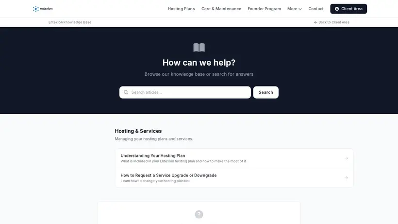 Entexion homepage screenshot