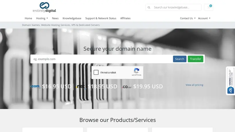 EntirelyDigital homepage screenshot