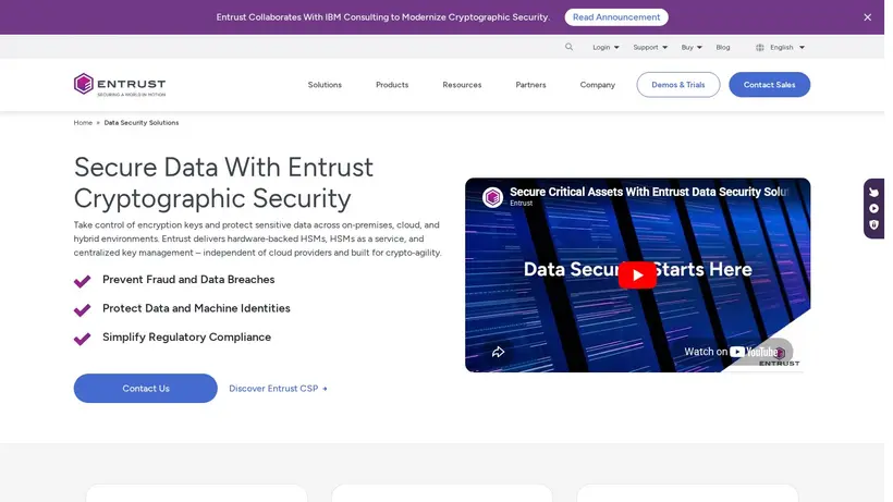 Entrust homepage screenshot