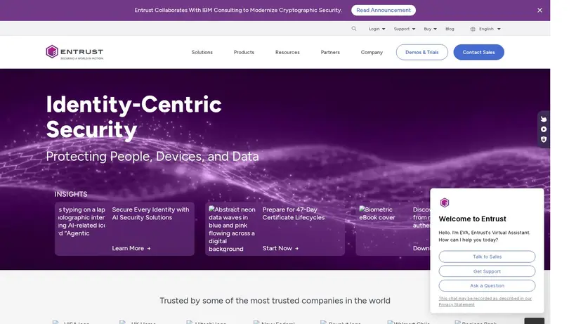 EnTrust Datacard homepage screenshot