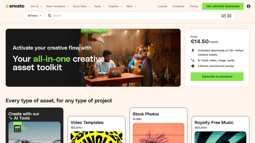 Envato homepage screenshot