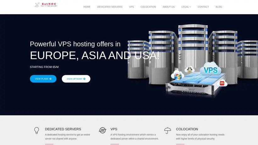 EstNOC homepage screenshot