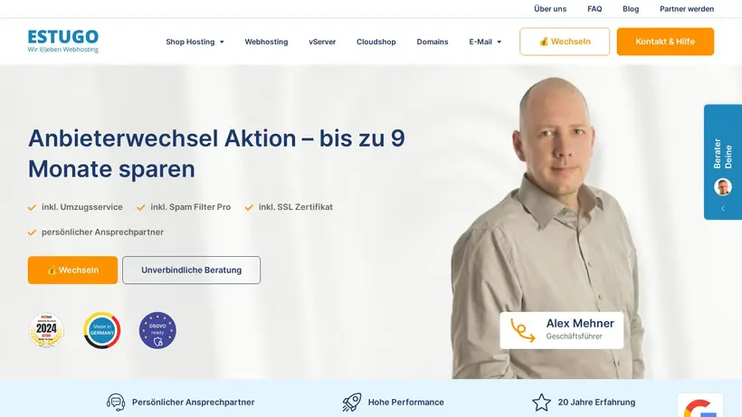 Estugo homepage screenshot