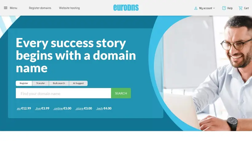 EuroDns homepage screenshot
