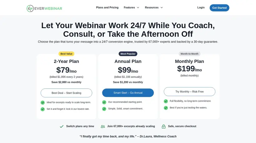 EverWebinar homepage screenshot