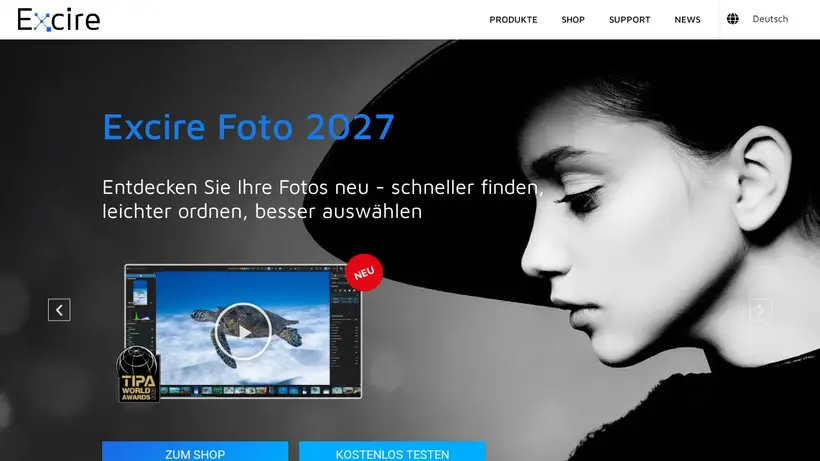 Excire homepage screenshot