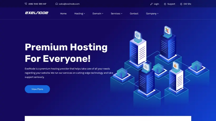 ExelNode homepage screenshot