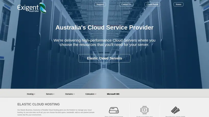 Exigent homepage screenshot