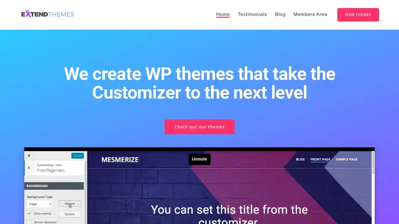 ExtendThemes homepage screenshot