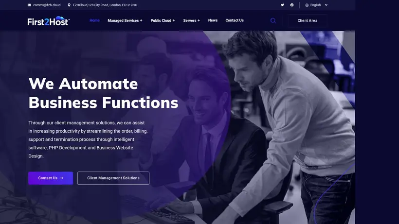 First 2 Host homepage screenshot