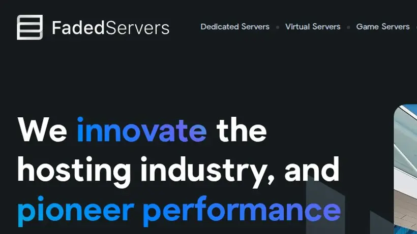 FadedServers homepage screenshot