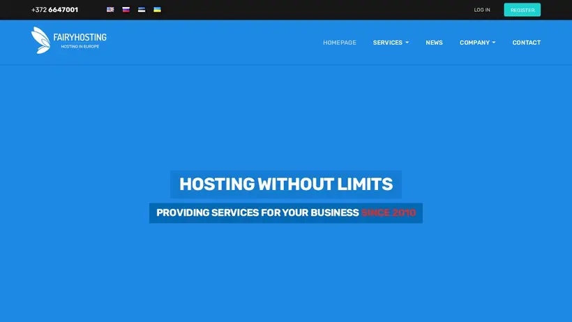 Fairy Hosting homepage screenshot