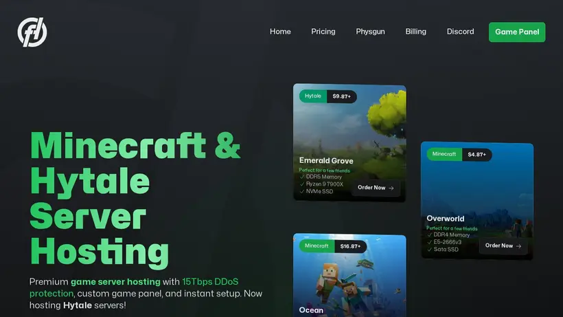Fallout-Hosting homepage screenshot